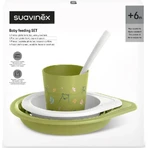 Set Suavinex pentru diversificare – farfurie plată + castron + cană + lingură – pistachio