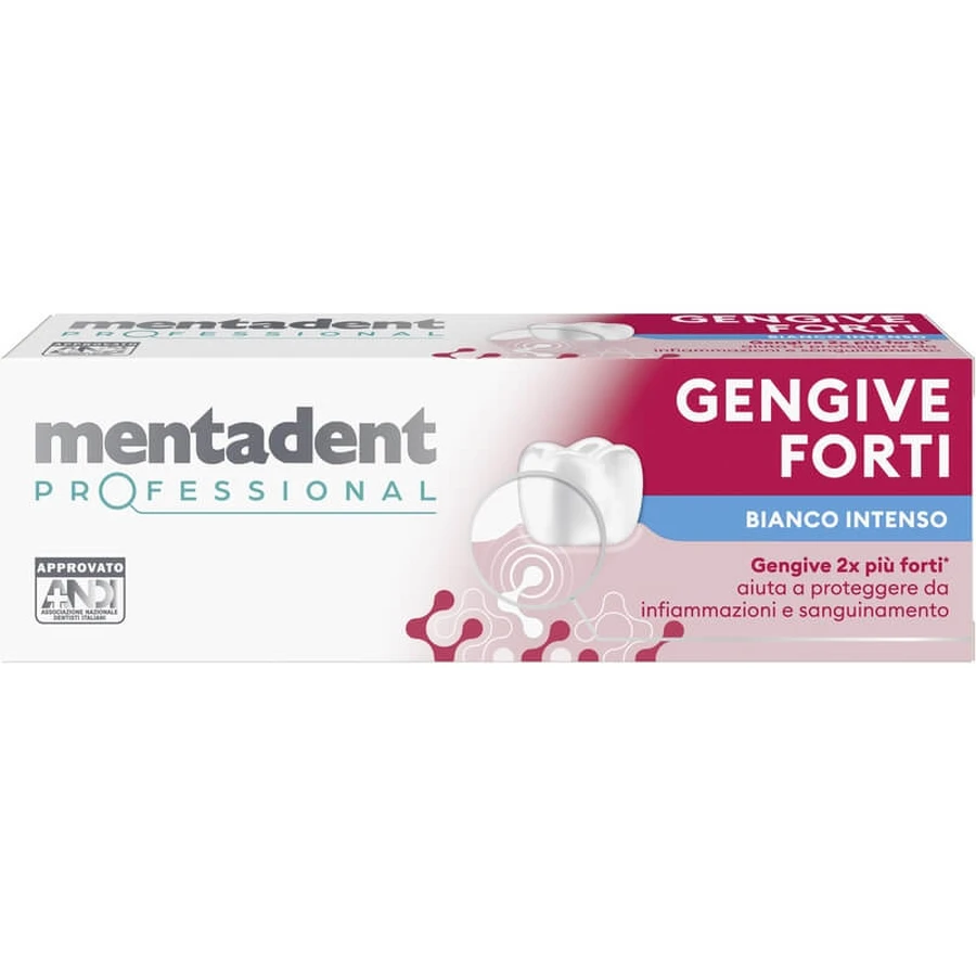 Mentadent Professional – pasta do zębów wzmacniająca dziąsła, intensywna biel, 75 ml: ceny i cechy
