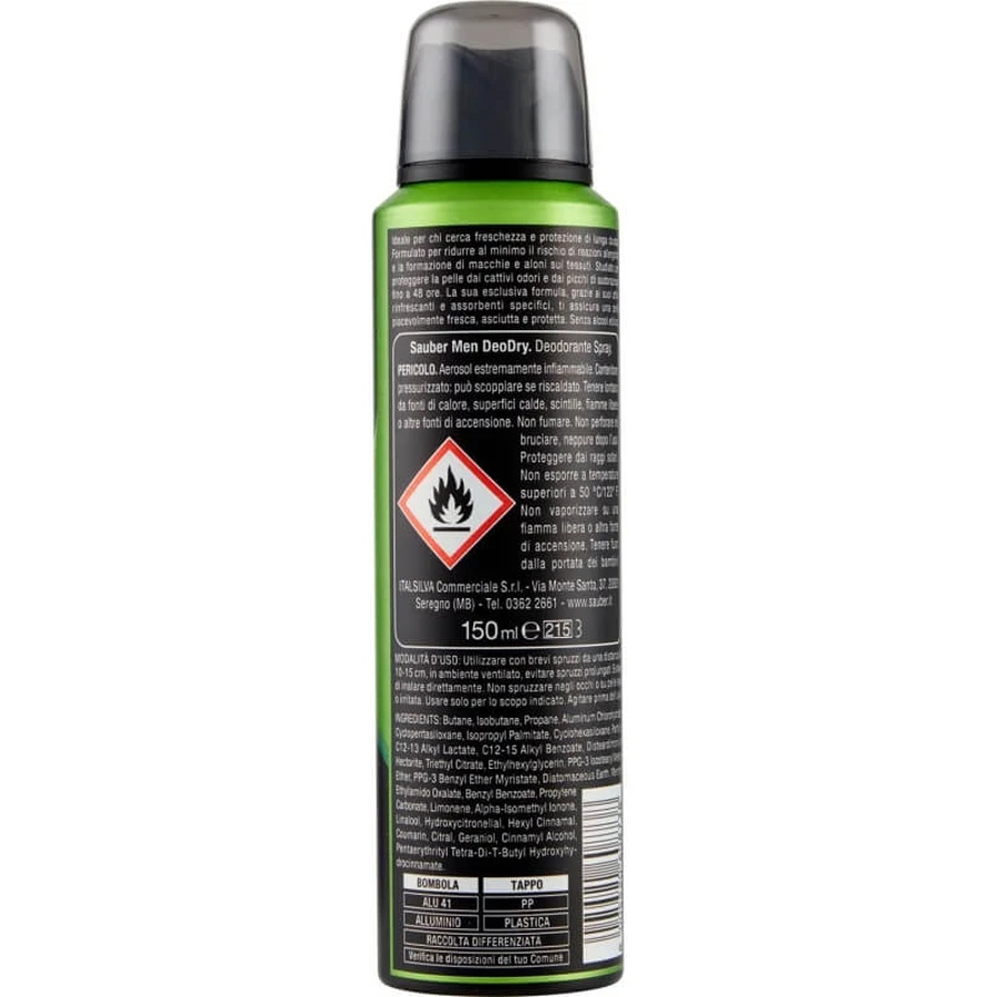 Sauber Deodry Fresh &amp; Dry 48h - Desodorante en spray, 150 ml