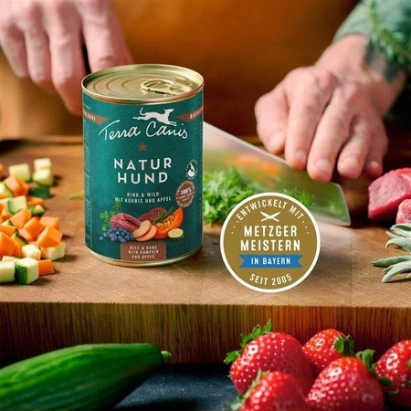 Terra Canis Naturhund Carne de vacuno y caza - Pienso húmedo completo para perros, 800 g
