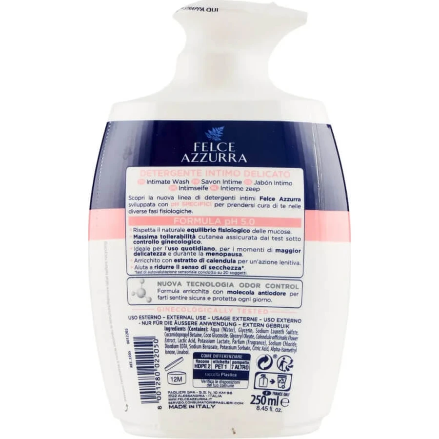 Blue Fern Delicato pH 5,0 - Nettoyant intime à la formule apaisante, 250 ml