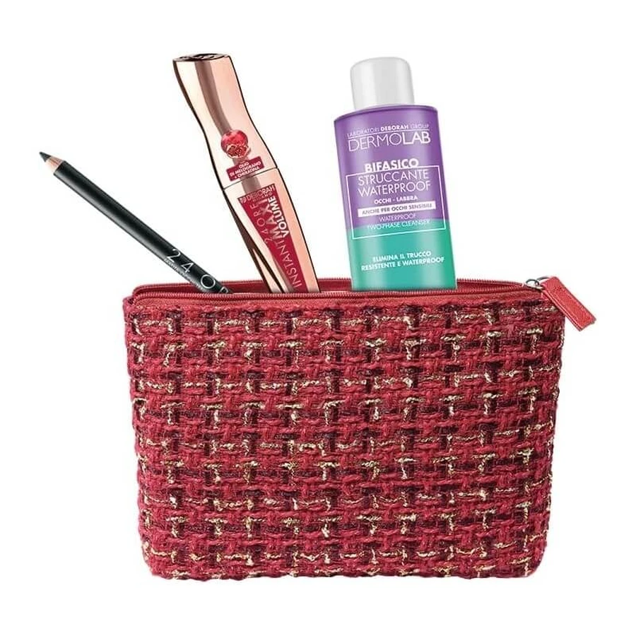 Deborah Kit: Perfect Look - Instant Maxi Volume Mascara + 24-Hour Black Eye Pencil + Two-Phase Makeup Remover + Clutch