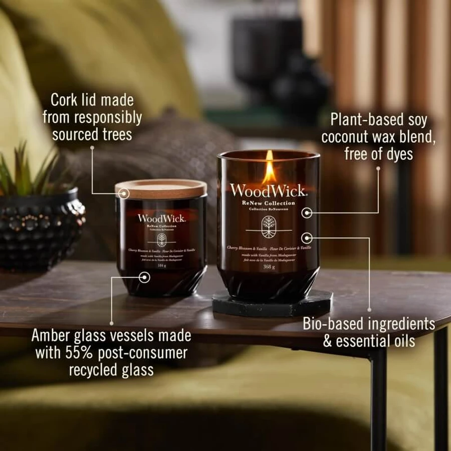 Woodwick Cassis et rose - Bougie parfumée moyenne, 181 g