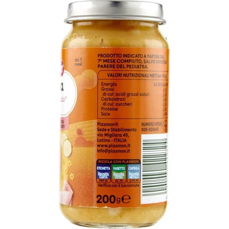 Plasmon Baby Food - Vegetables, Ham, and Small Pasta, 200 g