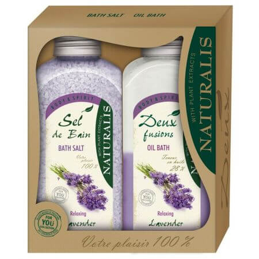 Set de sels de bain 1000 g + Mousse de bain 800 ml Lavande, Naturalis