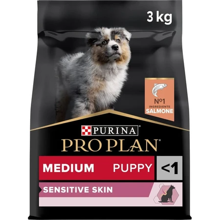 Purina Pro Plan Medium Puppy Sensitive Skin mit Lachs – Alleinfuttermittel für Hunde, 3 kg