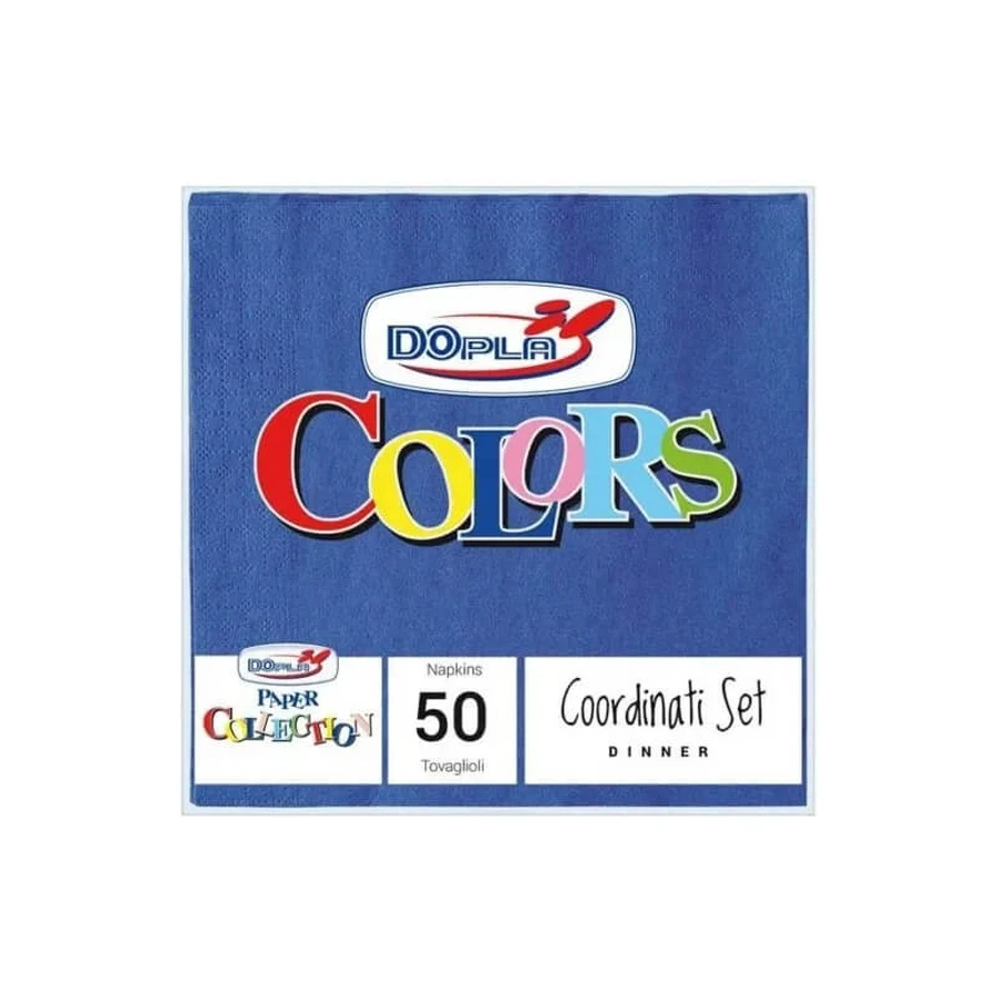 Dopla Colors - 50 serviettes colorées, 33 x 33 cm - bleu