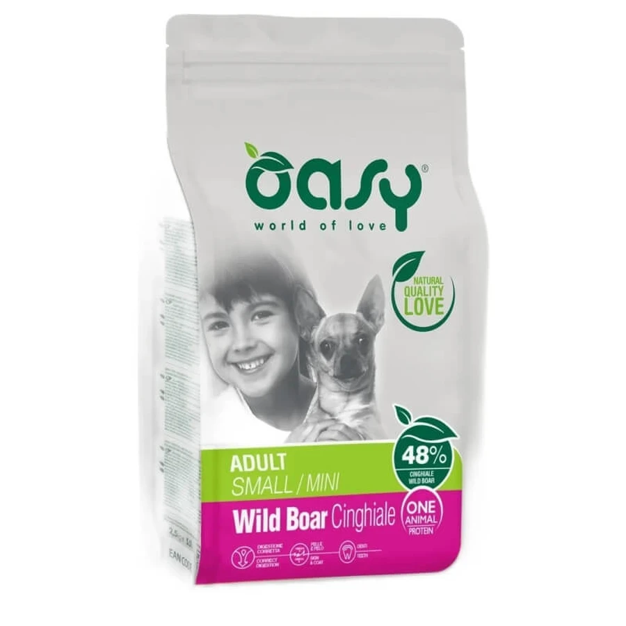 Oasy Adult Dog One Protein Small Mini Wild Boar – kompletna karma dla dorosłych psów małych ras, 2,5 kg: ceny i cechy