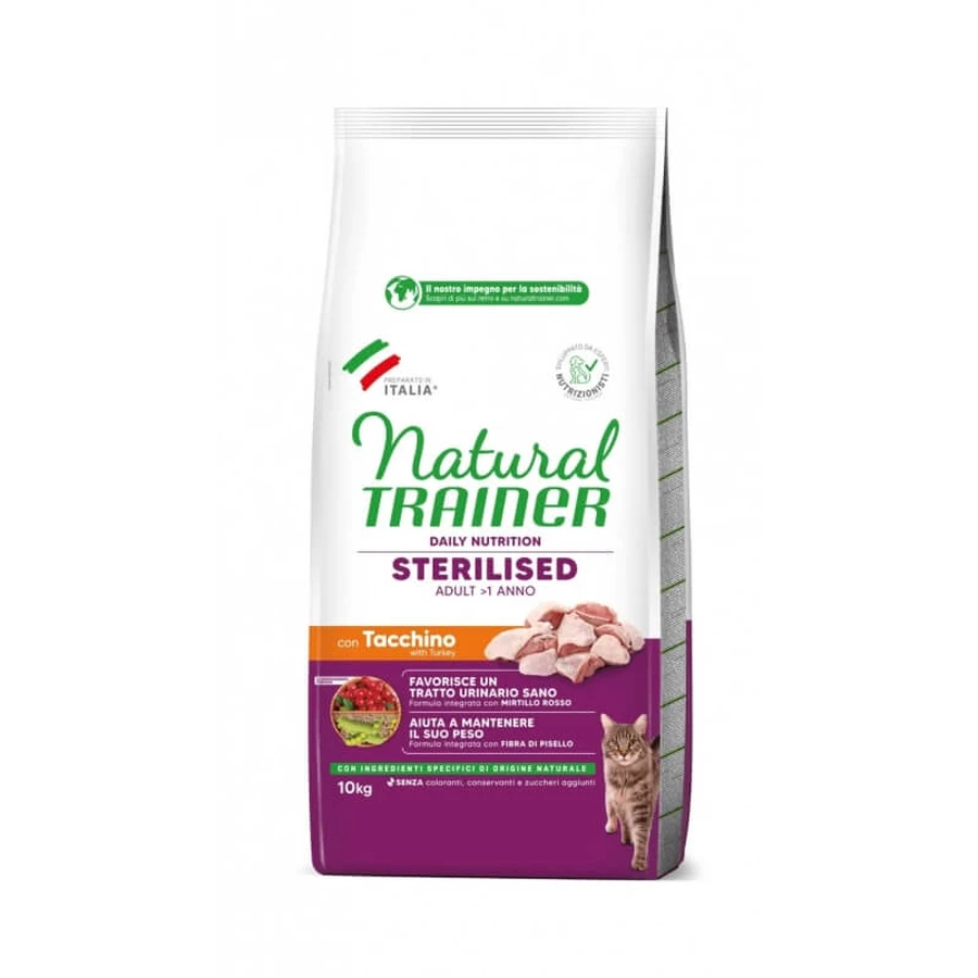 Natural Trainer Daily Nutrition Dinde - Aliment complet pour chats adultes stérilisés, 10 kg