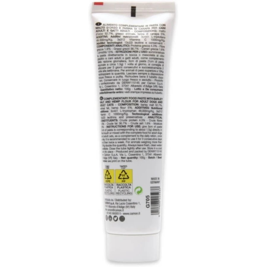 Camon Canahelp Paste – een voedingssupplement voor honden en katten, moutpasta met hennep, 100 g