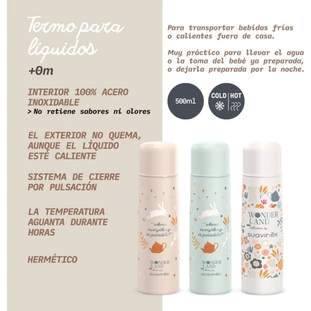 Termo para líquidos Suavinex Wonderland de 500 ml - Azul claro
