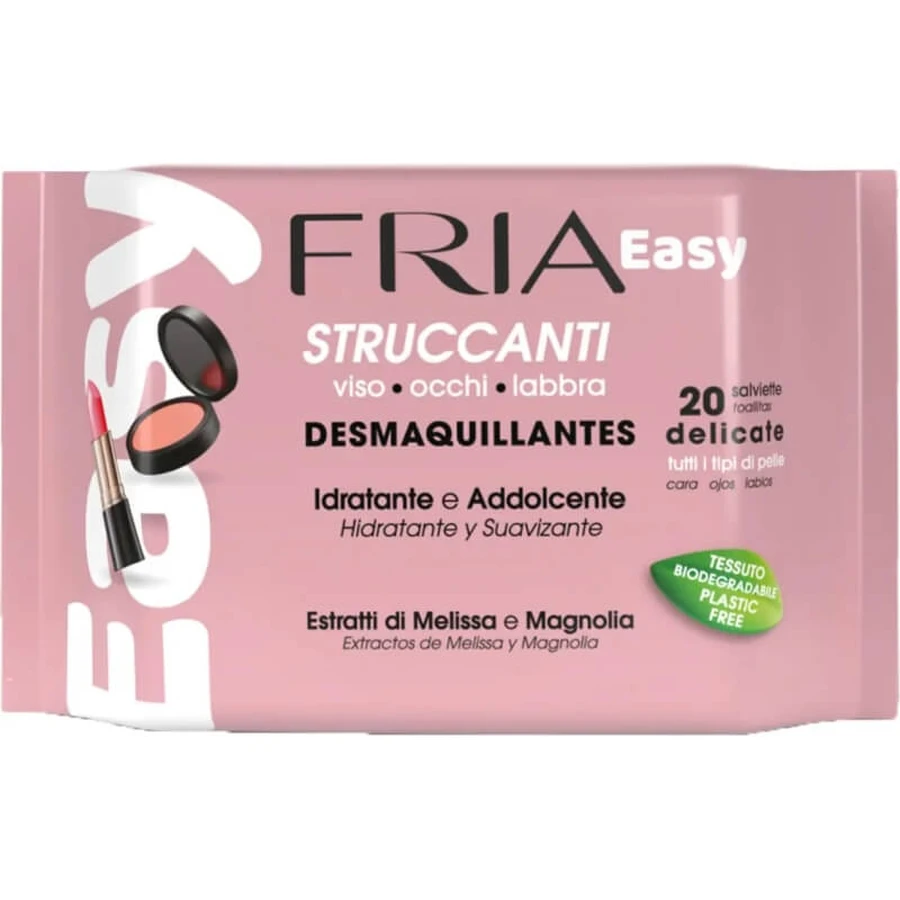Fria Easy - 20 biodegradable makeup remover wipes