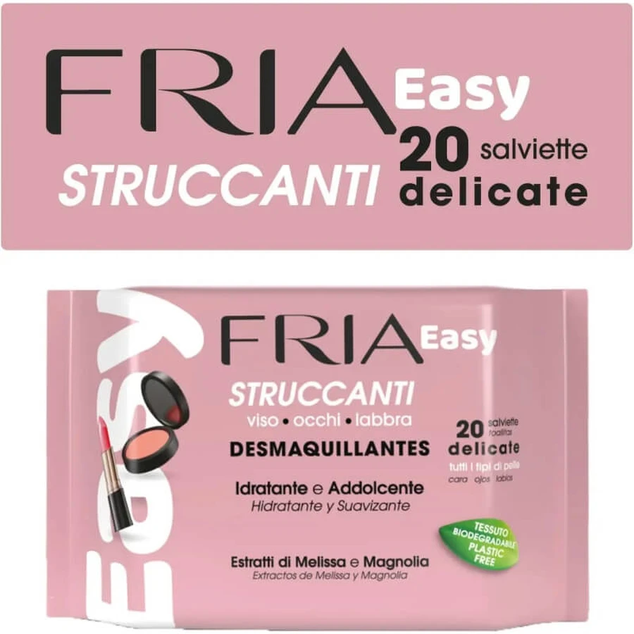 Fria Easy - 20 biodegradable makeup remover wipes