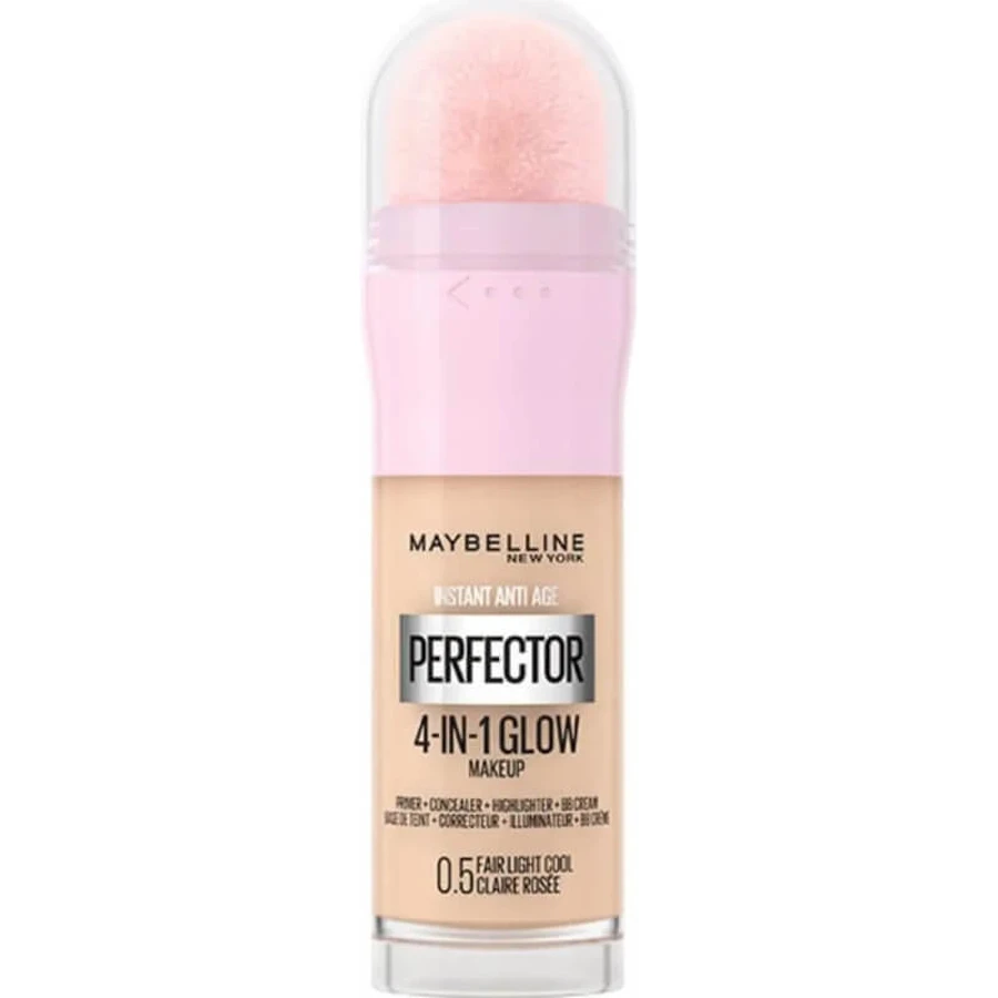 Maybelline Instant Age Rewind Perfector 4-w-1 Glow Makeup – rozświetlający podkład – nr 0.5 Fair Light Cool: ceny i cechy