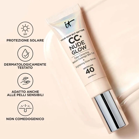 It Cosmetics CC+ Nude Glow - Base de maquillaje en crema - Tono Medium Tan