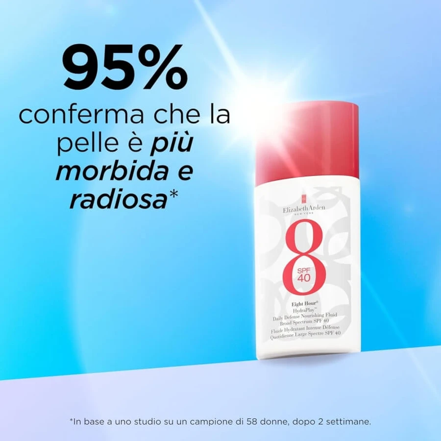 Elizabeth Arden Crème solaire pour le visage SPF 40 Eight Hour Hydraplay Daily Defense Fluide nourrissant à large spectre et haute protection 50 ml