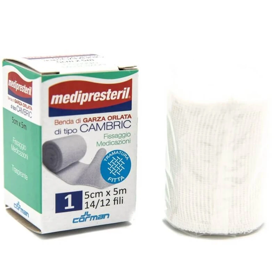 Bandaż z obszytymi brzegami typu cambric firmy Medipresteril – 5 x 500 cm: ceny i cechy