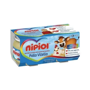 Nipiol Baby Food with Chicken, Veal, and Grains, 4 x 80 g