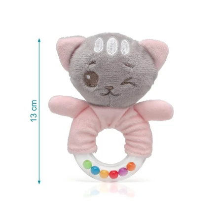 Juguete de peluche con sonajero de Kiokids - Gatito rosa