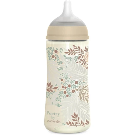 Suavinex Poetry - Plastic Baby Bottle with Silicone Nipple (SX Pro, Pink), 360 ml
