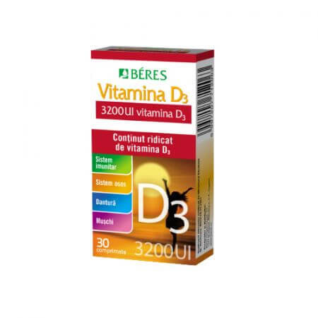 Vitamine D3, 3200 IE, 30 tabletten, Béres