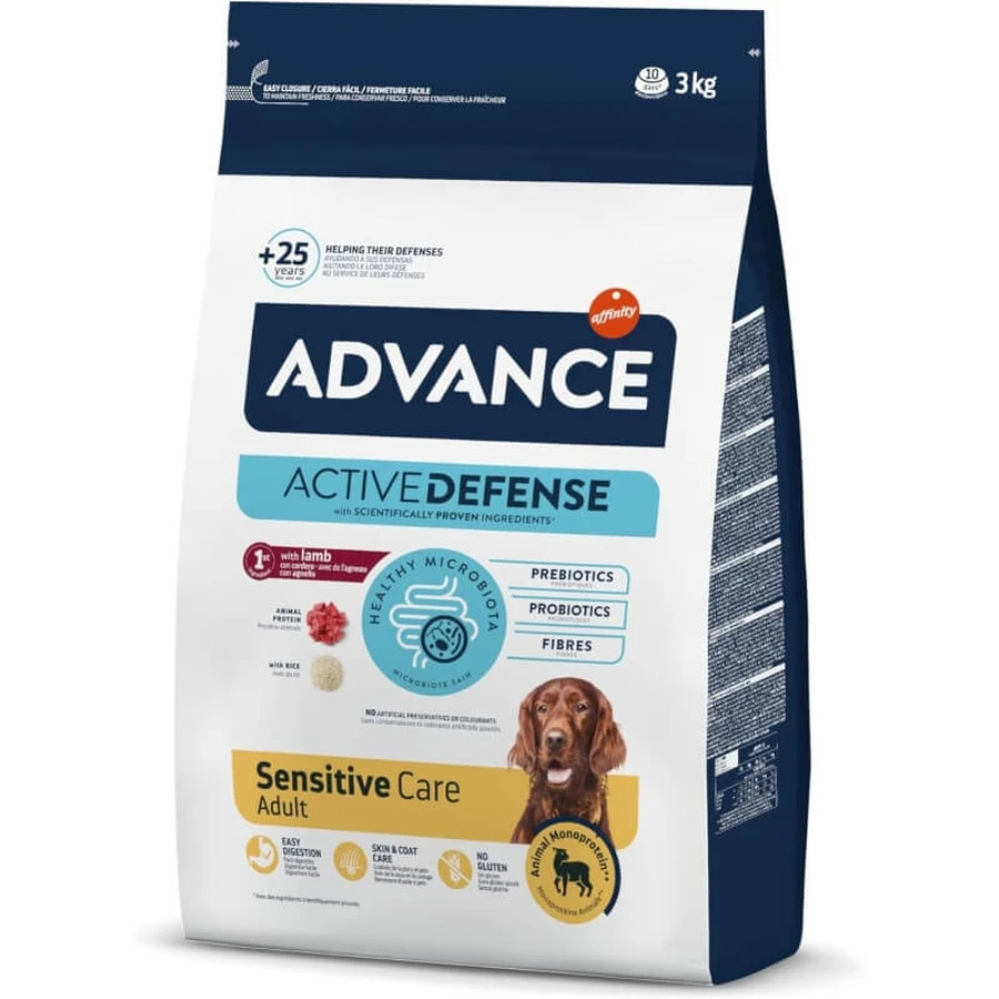 Advance Active Defense Sensitive Care Adult Lamb - Complete Food for Dogs with Digestive Sensitivity, 3 kg