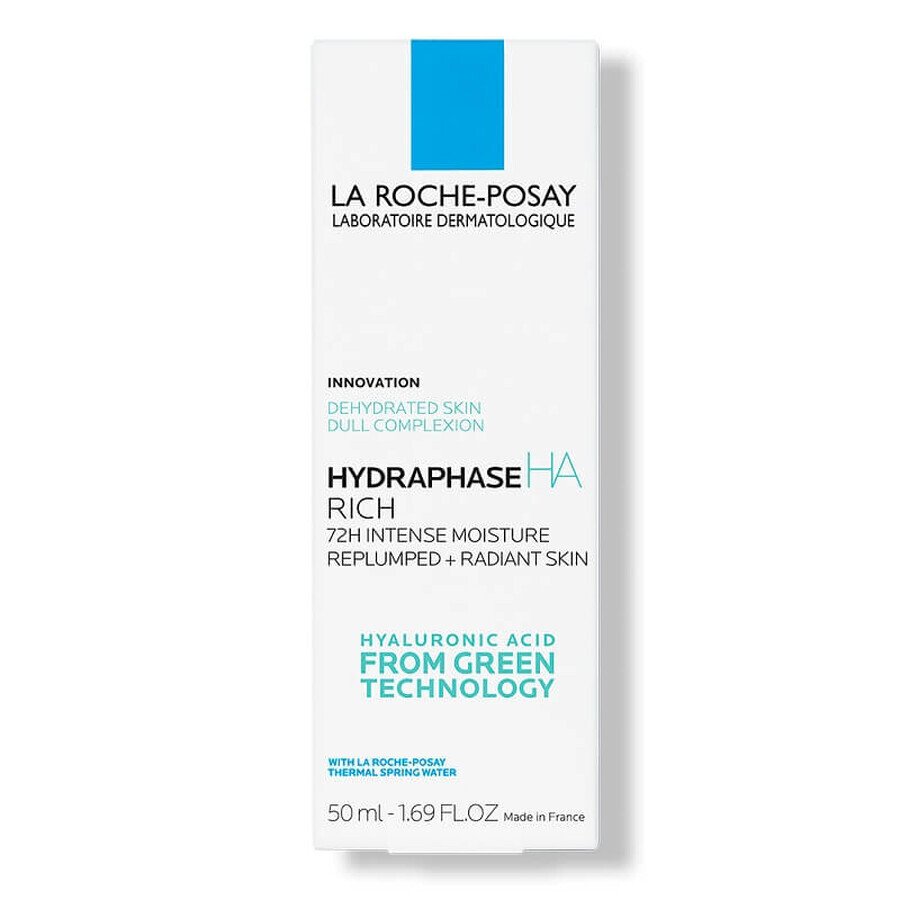 La Roche-Posay Hydraphase HA Rich Crème intensément hydratante pour peaux sèches et sensibles 72h, 50 ml