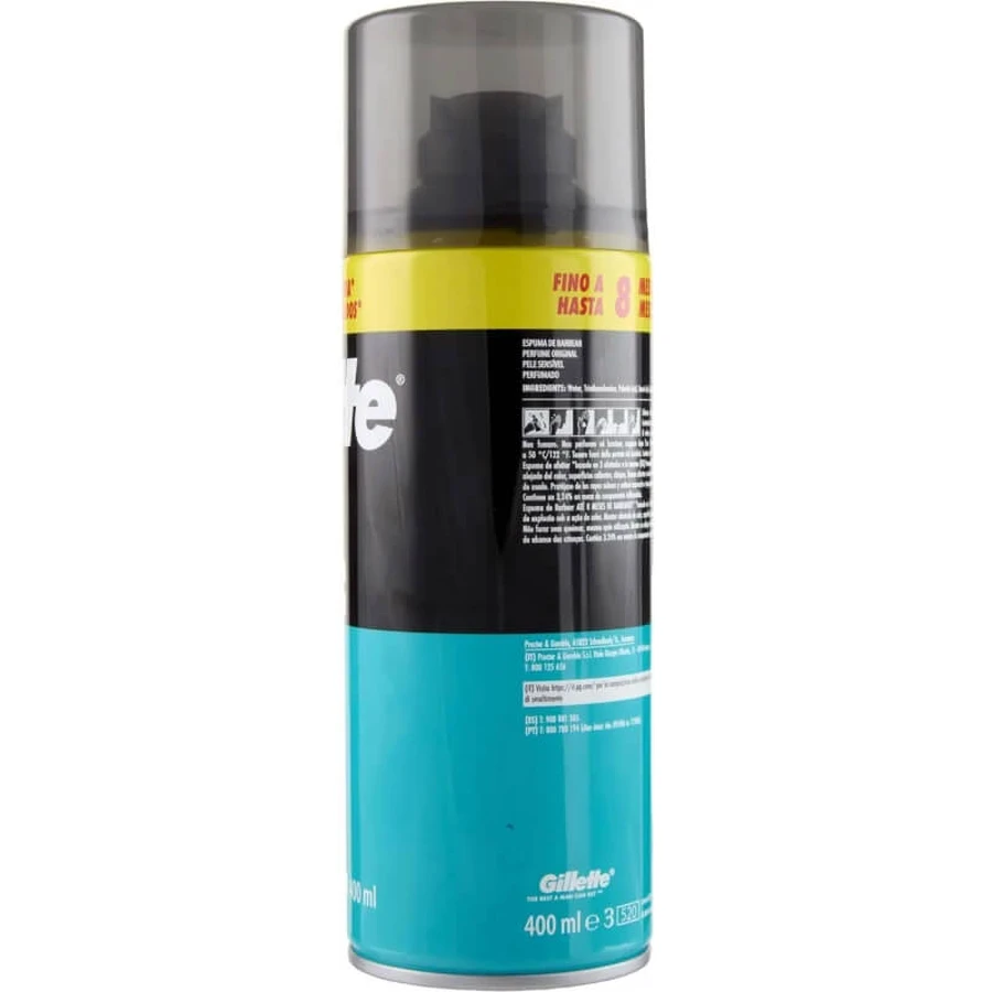 Mousse à raser Gillette pour peaux sensibles, 400 ml