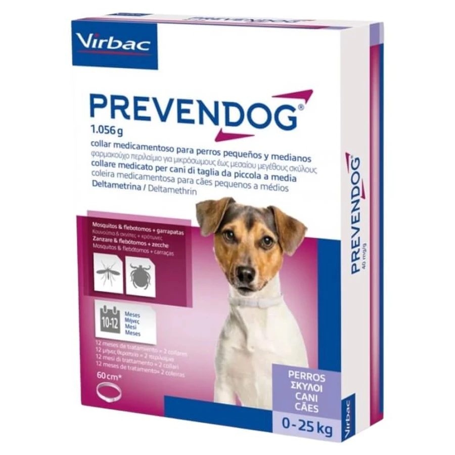 Virbac Prevendog – 2 Floh- und Zeckenhalsbänder (60 cm) für Hunde mit einem Gewicht von 0–25 kg