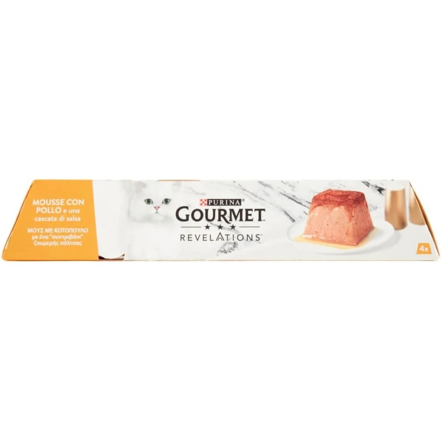 Purina Gourmet Revelations Mousse de pui – hrană completă pentru pisici adulte, 4 x 57 g