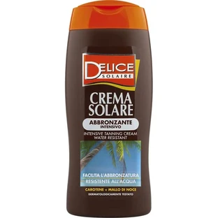 Crema solar bronceadora intensiva Delice - Crema resistente al agua con caroteno y cáscara de nuez, 250 ml