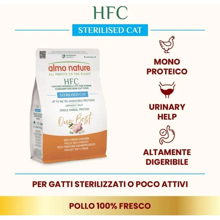 Almo Nature HFC Our Best Pollo – hrană completă pentru pisici adulte sterilizate, 300 g