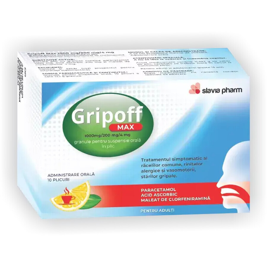 Gripoff Max 1000/200/4mg gr.susp.of x 10 sachets, Slavia Pharm