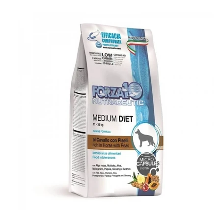 Forza10 Forza 10 Medium Diet met paardvlees en erwten – Volledig dieetvoeding voor honden, 12 kg