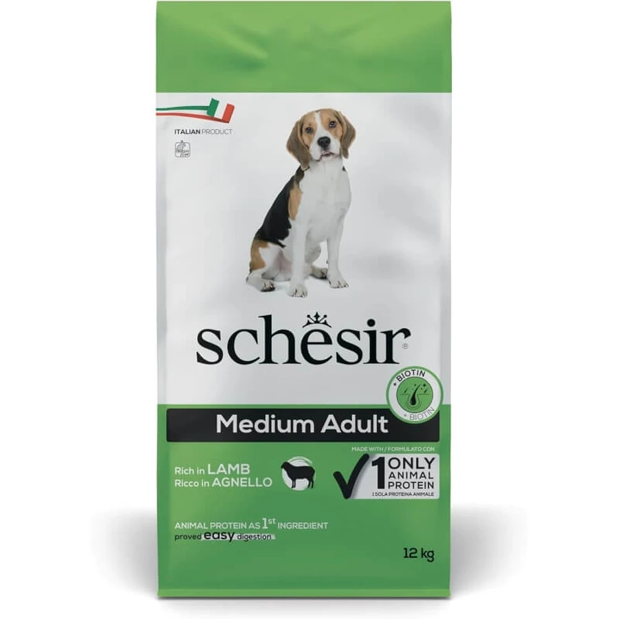 Schesir Medium Adult Lamb – kompletna karma dla dorosłych psów średniej wielkości, 12 kg: ceny i cechy