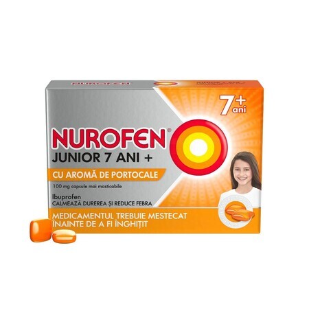 Nurofen Junior 7+ orange 100mg x 24cps.moi, Reckitt