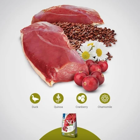 Farmina N&amp;d Urinary Quinoa with Duck, Blueberry, and Chamomile - Complete Food for Adult Cats, 5 kg