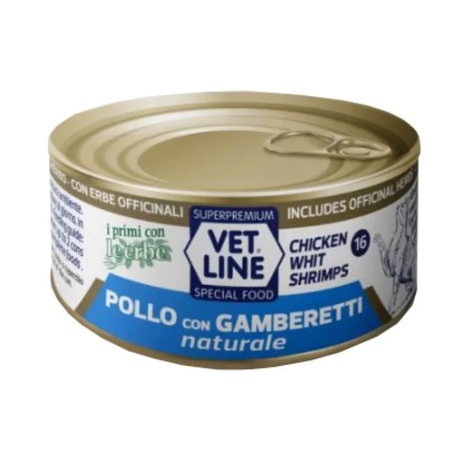 Vet line Pui și creveți – hrană completă pentru pisici, 70 g