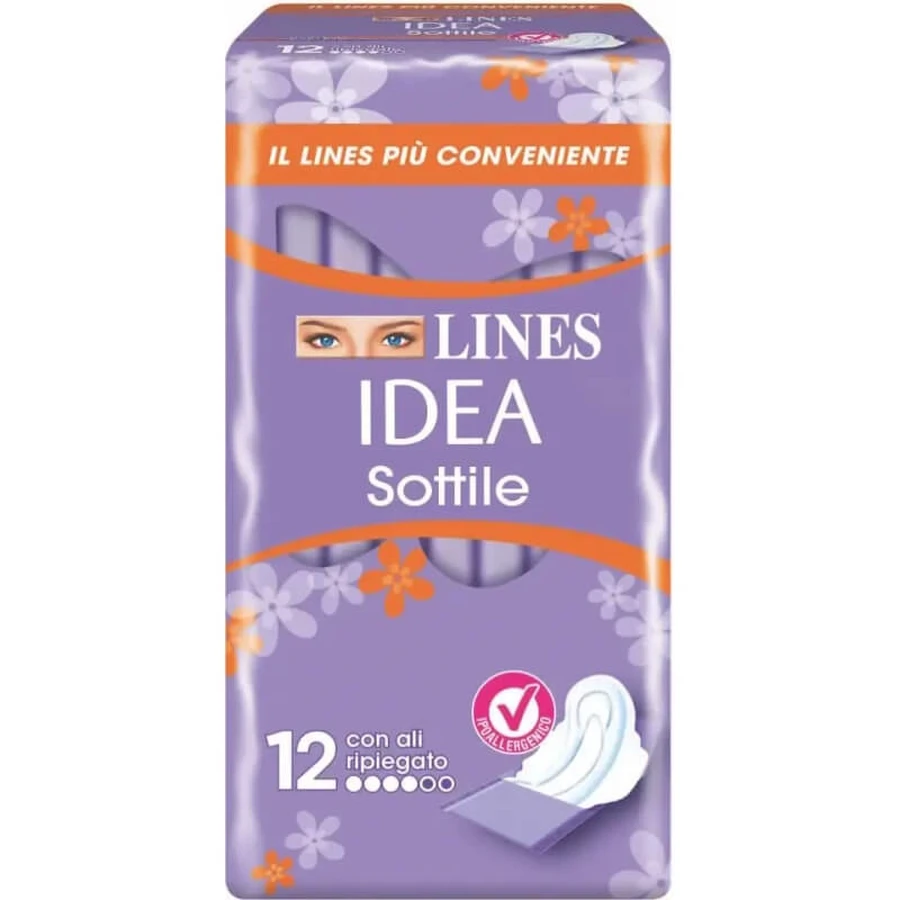 Lines Ultra-Thin – 12 Tagesbinden mit gefalteten Flügeln