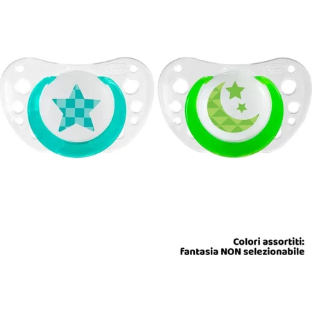 Chicco Physio Air Lumi 6–16 Monate – 2 Silikon-Schnuller – verschiedene Farben
