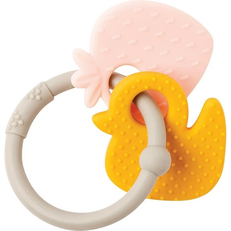 Nattou BPA-Free Silicone Teether - Duck and Strawberry