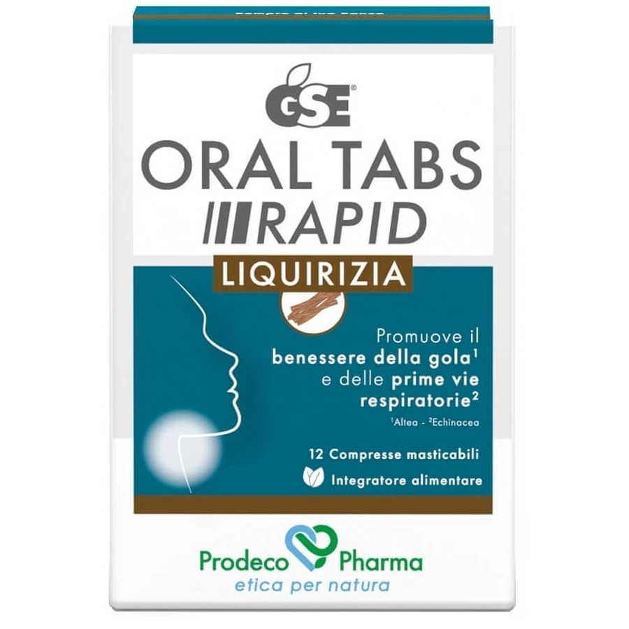 GSE Oral Tabs Rapid, zoethoutsmaak, 12 tabletten – een voedingssupplement voor de keel en de luchtwegen