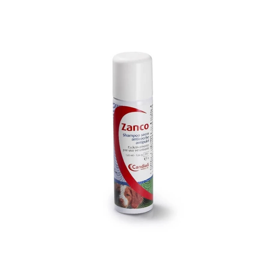 Candioli Zanco - Champú seco antiparasitario para perros contra pulgas y garrapatas, 150 ml