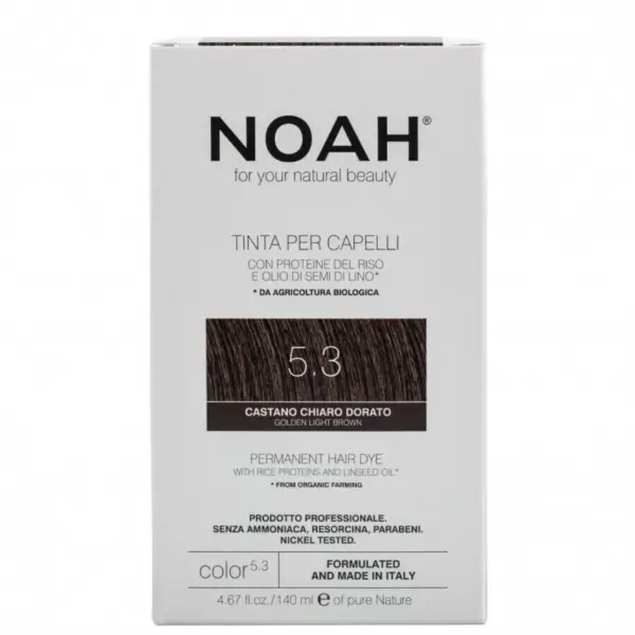 Tintura per capelli naturale, Raso dorato chiaro (5.3) x 140ml, Noah