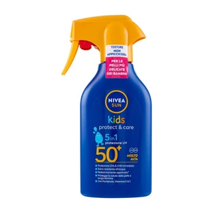 Nivea Krem przeciwsłoneczny SPF 50+ Sun Kids Protech &amp; Care – spray przeciwsłoneczny 5 w 1 dla dzieci, 250 ml