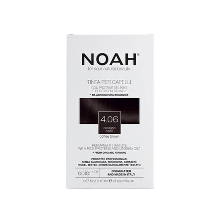 Vopsea de par naturala fara amoniac, Saten cafeniu, 4.06, Noah, 140 ml