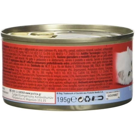 Purina Gourmet Mini Chunks mit Lachs und Forelle – Alleinfuttermittel für ausgewachsene Katzen, 195 g