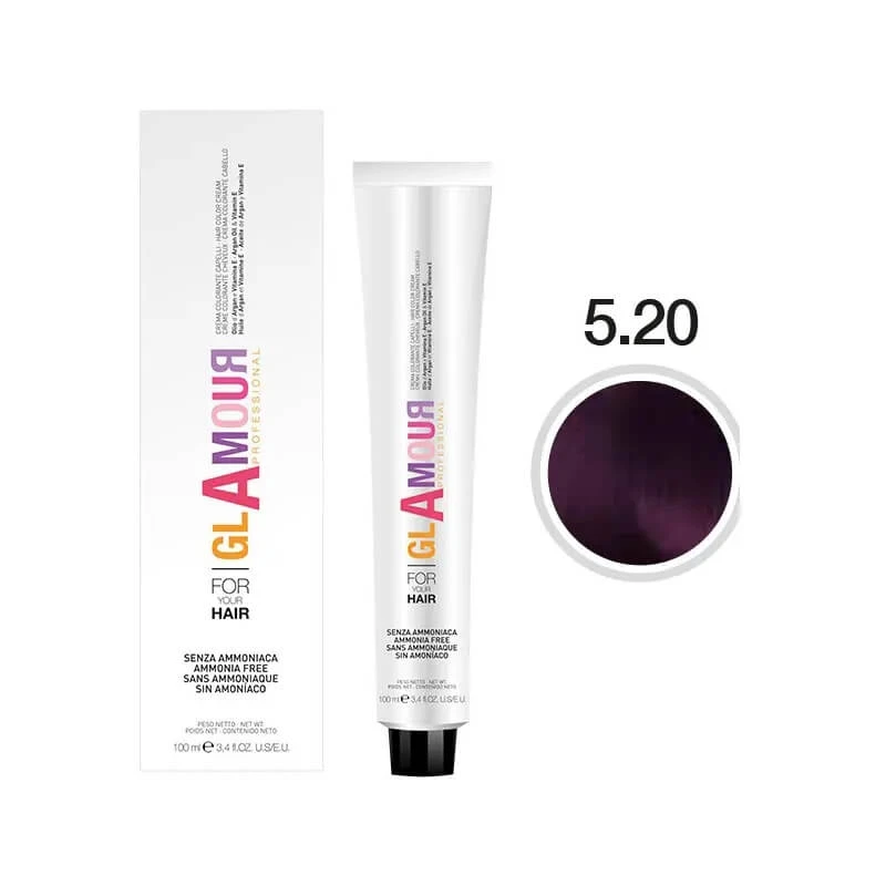 Glamour ammoniakvrije haarkleurcrème - Haarkleurcrème nr. 5.20 Aubergine