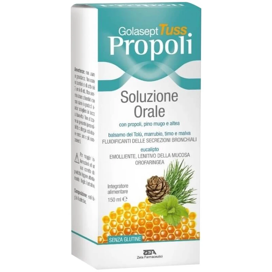 Golasept Tuss Propolis Lösung zum Einnehmen 150 ml – Nahrungsergänzungsmittel zur Verflüssigung von Schleim