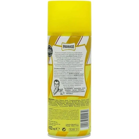 Mousse à raser nourrissante et régénérante Proraso pour tous les types de barbe, 400 ml